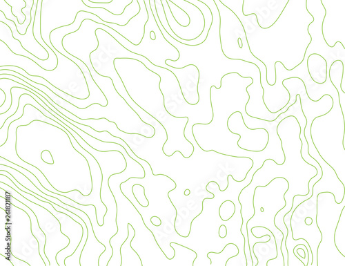 Green lines topographic map on a white background. Vector illustration .