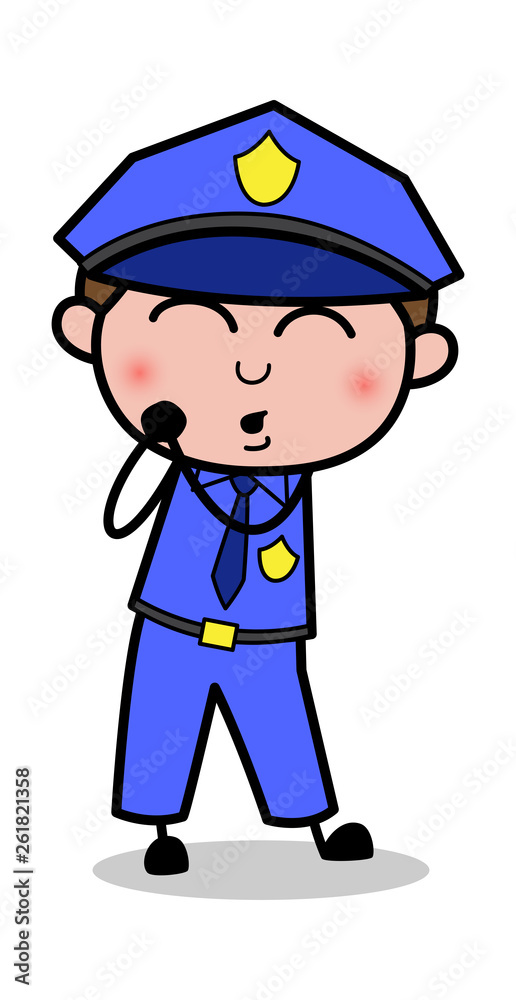 Feeling Lovely - Retro Cop Policeman Vector Illustration