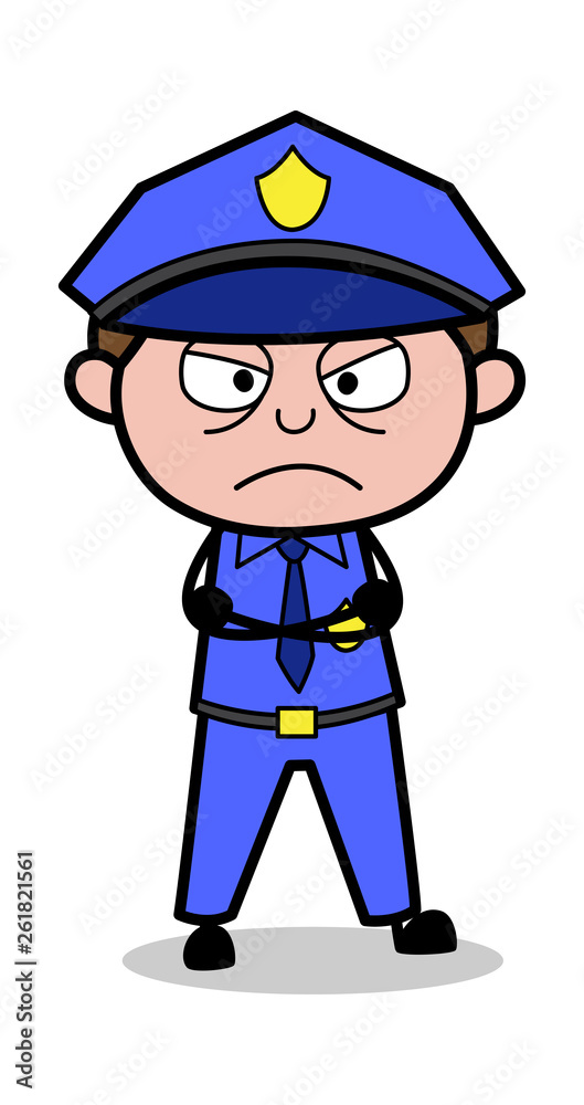 Angry Mood - Retro Cop Policeman Vector Illustration Angry Mood - Retro Cop Policeman Vector Illustration