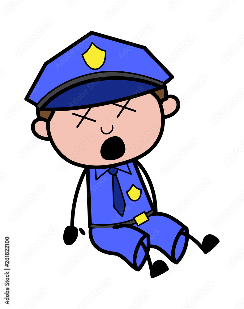 Fototapeta premium Screaming in Pain - Retro Cop Policeman Vector Illustration