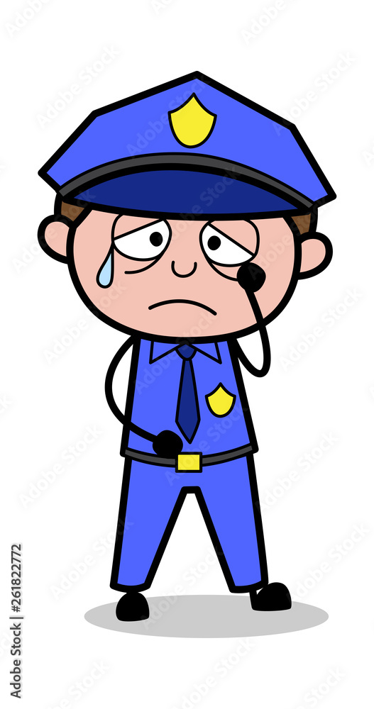 Depressed - Retro Cop Policeman Vector Illustration