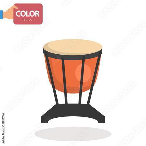 Timpani music instrument color vector icon. Flat design