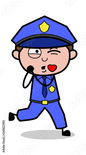 Lovely - Retro Cop Policeman Vector Illustration