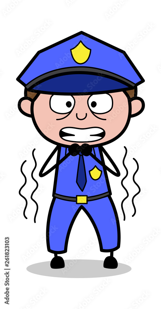 Shivering - Retro Cop Policeman Vector Illustration Shivering - Retro Cop Policeman Vector Illustration