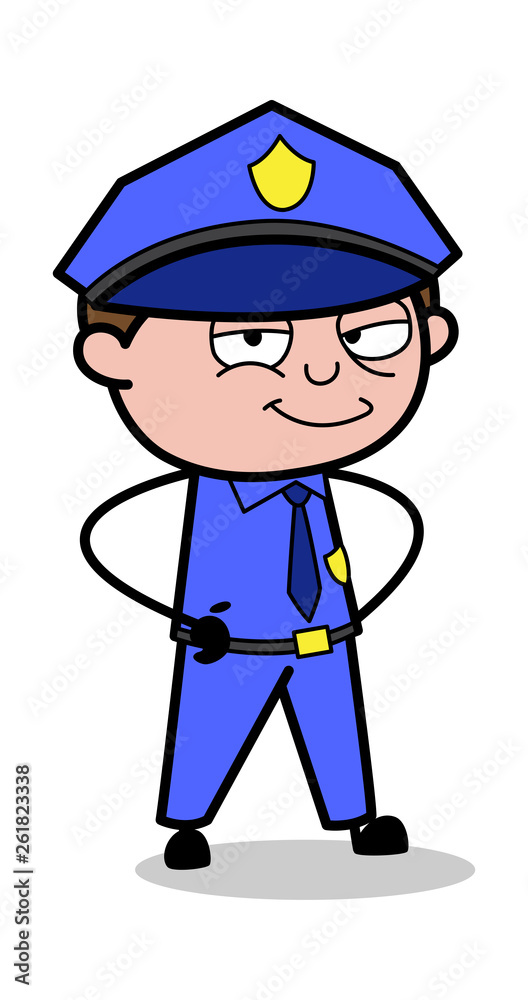 Cunning Smile - Retro Cop Policeman Vector Illustration Cunning Smile - Retro Cop Policeman Vector Illustration