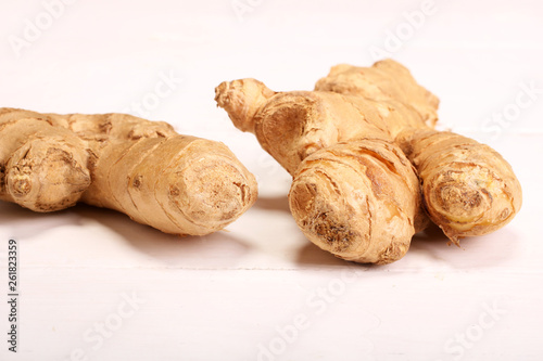 Healthy ginger root. Isolated on white background.
