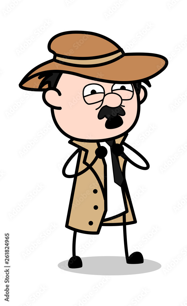Lovely - Retro Cartoon Police Agent Detective Vector Illustration Lovely - Retro Cartoon Police Agent Detective Vector Illustration