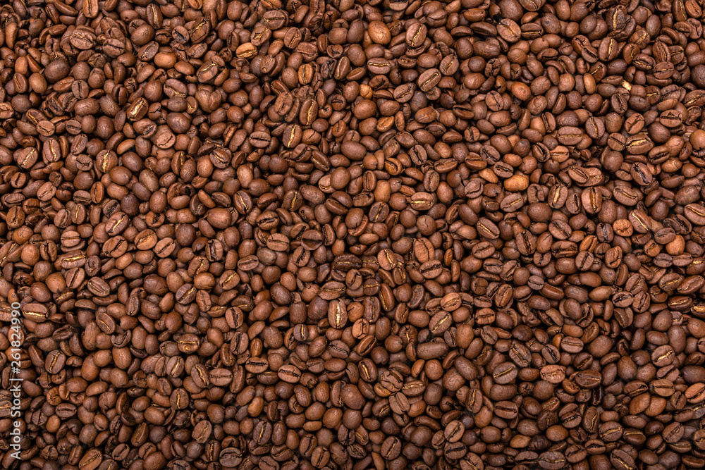 Mixture of different kinds of coffee beans. Coffee Background. Concept view.