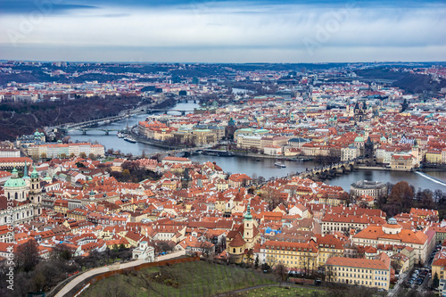 Vltava river and Charles bridge in Prague's Old Town Czech Republic, Europe © cameraman