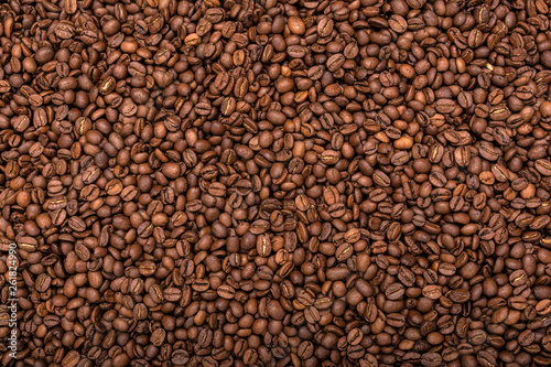 Mixture of different kinds of coffee beans. Coffee Background. Concept view.