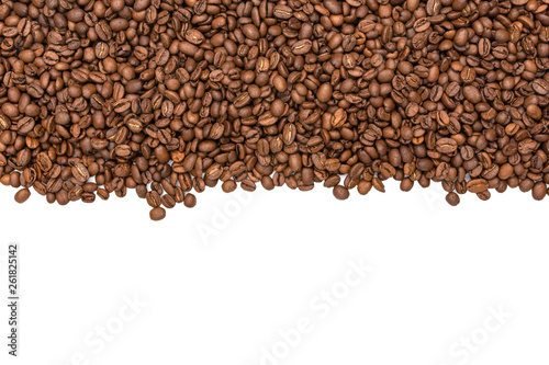 Roasted coffee beans on white background. Close-up image. Copy space for text. © Людмила Короткова
