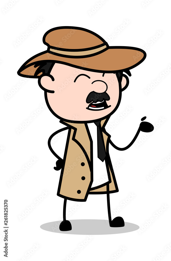 Talking Behavior - Retro Cartoon Police Agent Detective Vector Illustration Talking Behavior - Retro Cartoon Police Agent Detective Vector Illustration