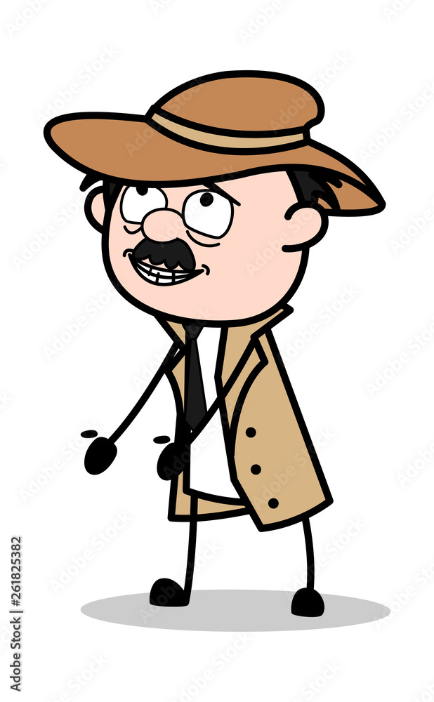 Slavery - Retro Cartoon Police Agent Detective Vector Illustration Slavery - Retro Cartoon Police Agent Detective Vector Illustration