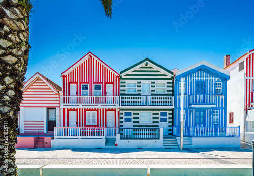 Costa Nova, Portugal: colorful striped houses in a beach village