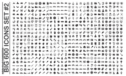 Big 600 icons set on background for graphic and web design. Simple vector sign. Internet concept symbol for website button or mobile app.