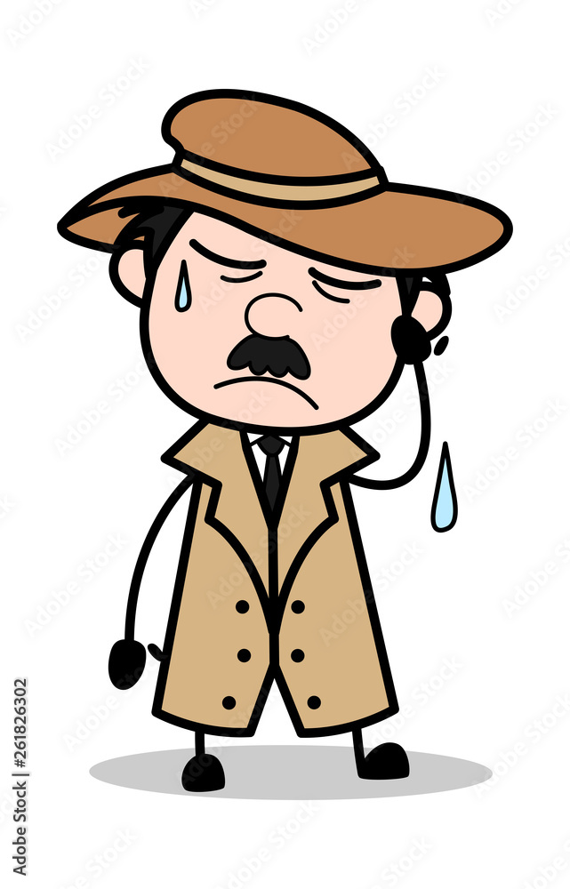 Sorrow - Retro Cartoon Police Agent Detective Vector Illustration Sorrow - Retro Cartoon Police Agent Detective Vector Illustration