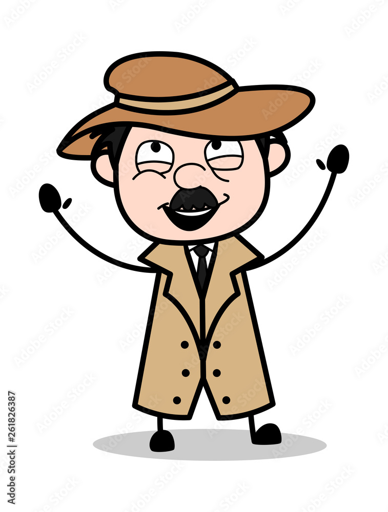Remembering God - Retro Cartoon Police Agent Detective Vector Illustration Remembering God - Retro Cartoon Police Agent Detective Vector Illustration