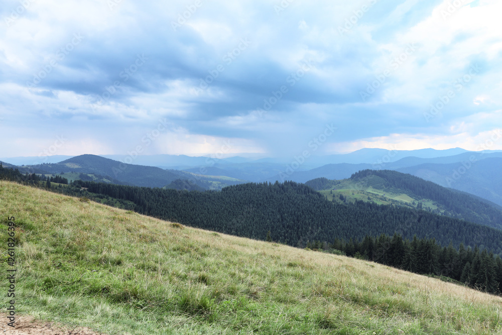Beautiful landscape with forest and mountain slopes Beautiful landscape with forest and mountain slopes