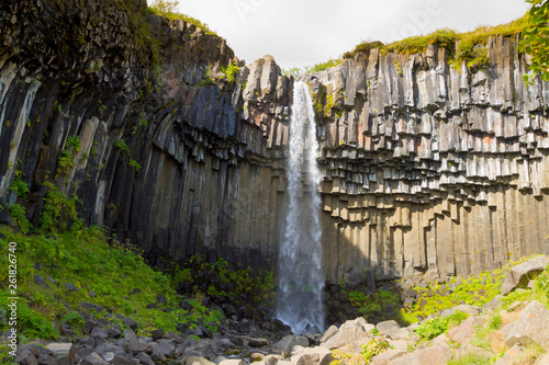 Svartifoss falls in summer season view, Iceland