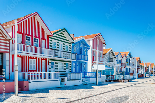 Costa Nova, Portugal: colorful striped houses in a beach village