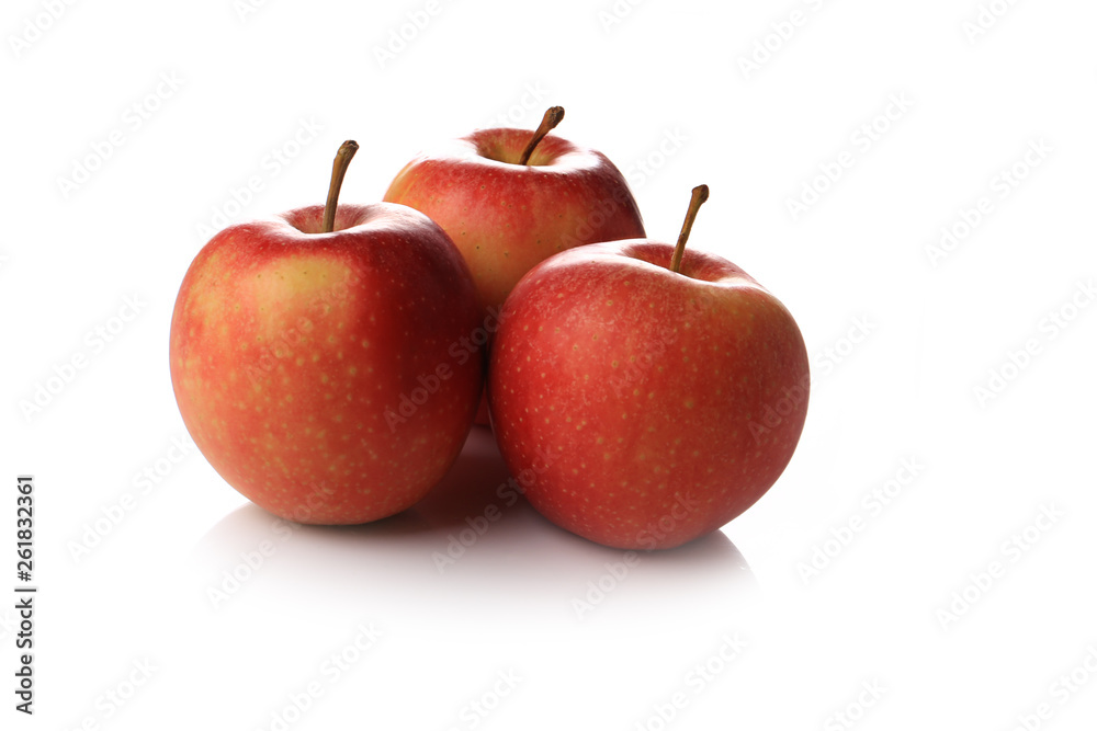 three red apples isolated on white background three red apples isolated on white background