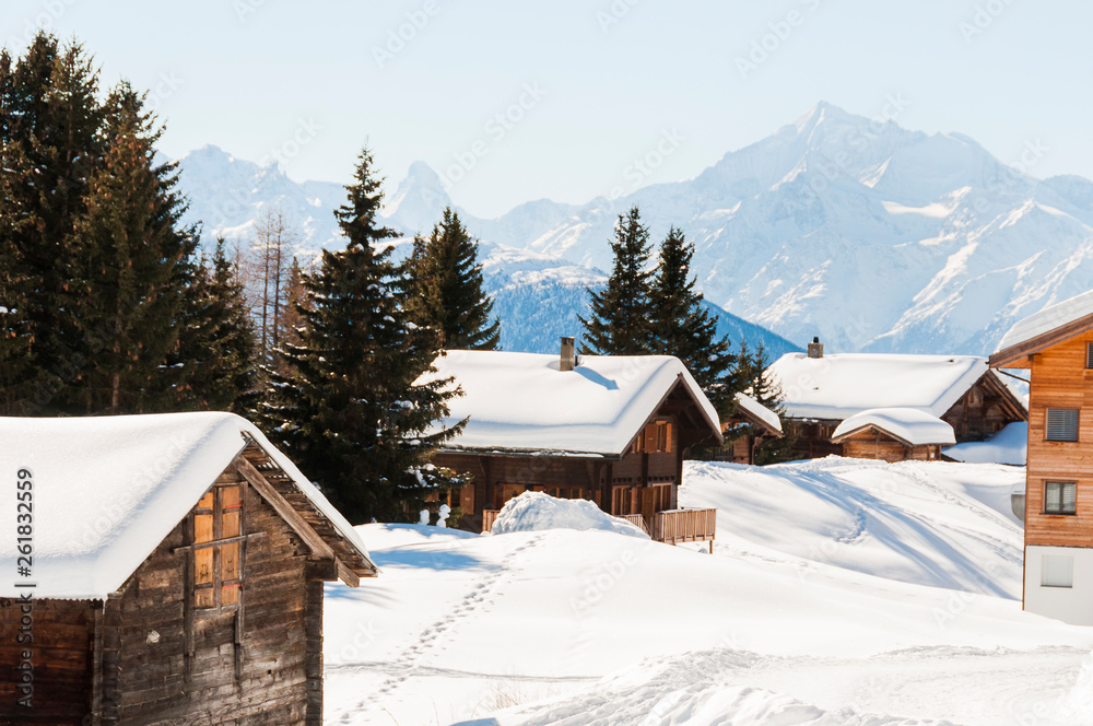 Riederalp, Matterhorn, Wallis, Alpen, Bergdorf, Holzhäuser, Winter, Wintersport, Schweiz