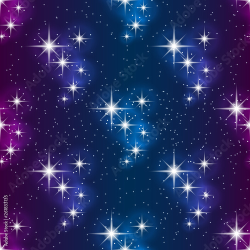 Night sky with stars, seamless pattern. Modern style for wallpaper, wrapping, fabric, background, apparel, other print production.