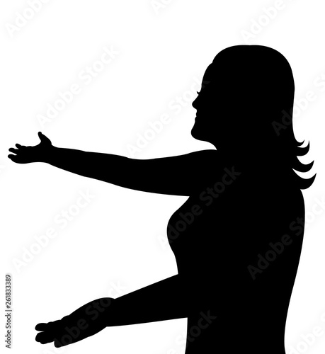 woman open up her hands s,lhouette vector