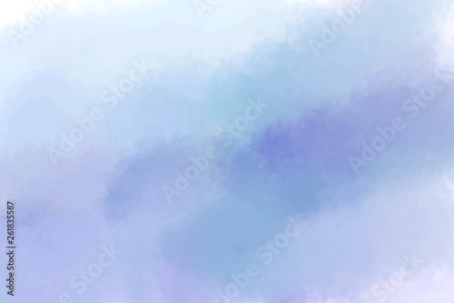 Artistic picturesque illustration of a cloudy blue sky. Textural artistic background. Drawing paints.