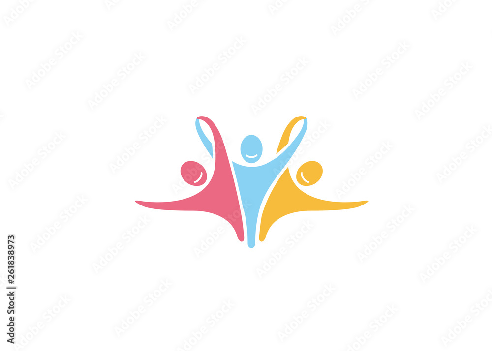Creative Colorful Three People Logo Creative Colorful Three People Logo