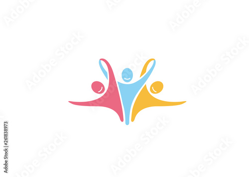 Creative Colorful Three People Logo