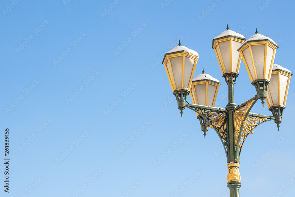  Old street lamp with metal degradation