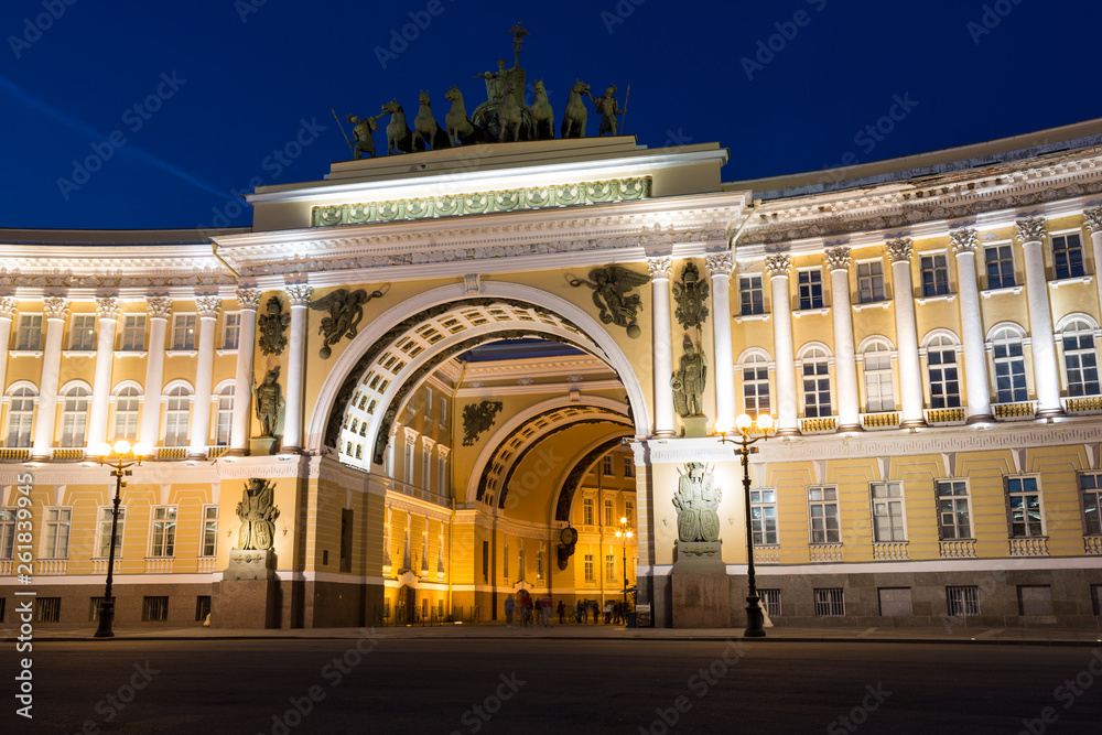 Building of the General Staff in night. Saint Petersburg, Russia