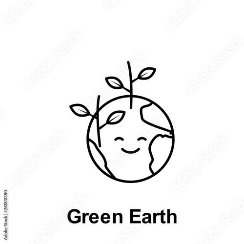 Green Earth icon. Element of pollution problems icon. Thin line icon for website design and development, app development. Premium icon