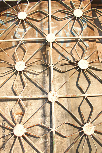 Forged metal figured lattices on the windows  unusual shape  solar lantern.
