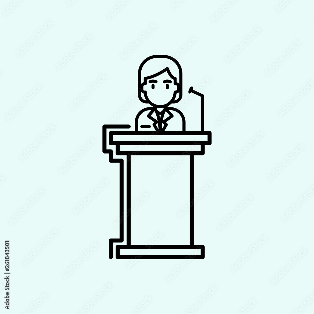 politician,speech,female,conference icon. Element of Feminism for mobile concept and web apps icon. Outline, thin line icon for website design and development, app politician,speech,female,conference icon. Element of Feminism for mobile concept and web apps icon. Outline, thin line icon for website design and development, app
