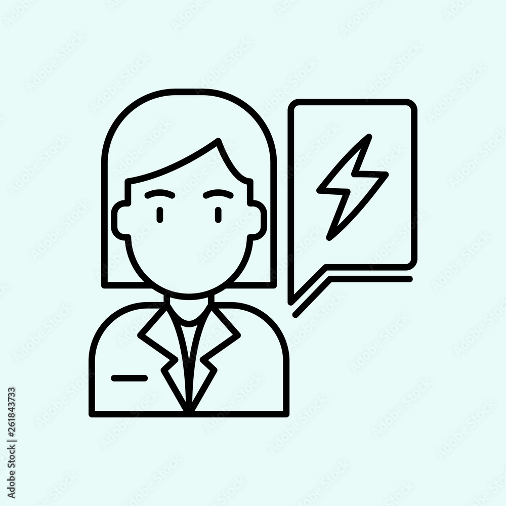 girl, women's day, speech bubbles,power icon. Element of Feminism for mobile concept and web apps icon. Outline, thin line icon for website design and development, app