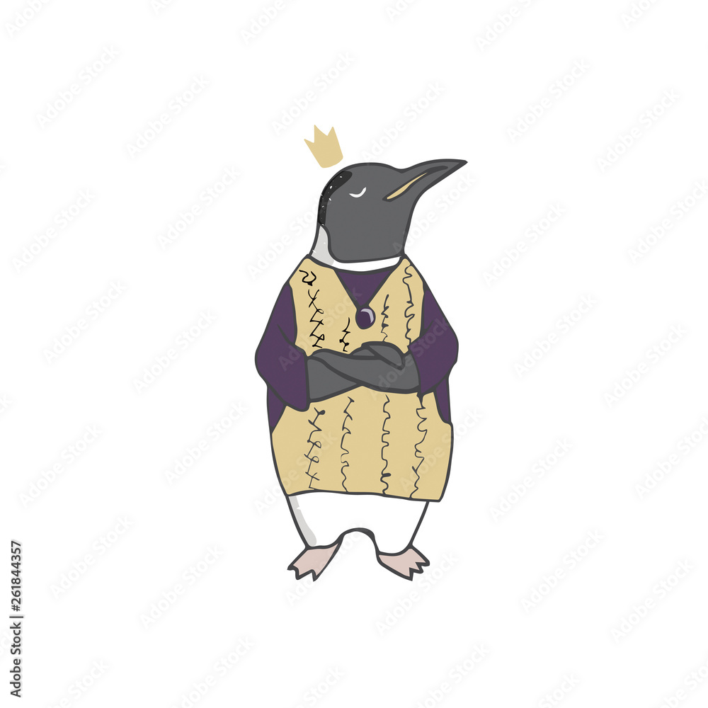 Penguin in clothing crown vector cute character illustration jacket drawing winter style face animal zoo ice sea ocean royal penguin clip art funny card clebration greeting white background Stock Vector | Adobe Penguin in clothing crown vector cute character illustration jacket drawing winter style face animal zoo ice sea ocean royal penguin clip art funny card clebration greeting white background Stock Vector | Adobe