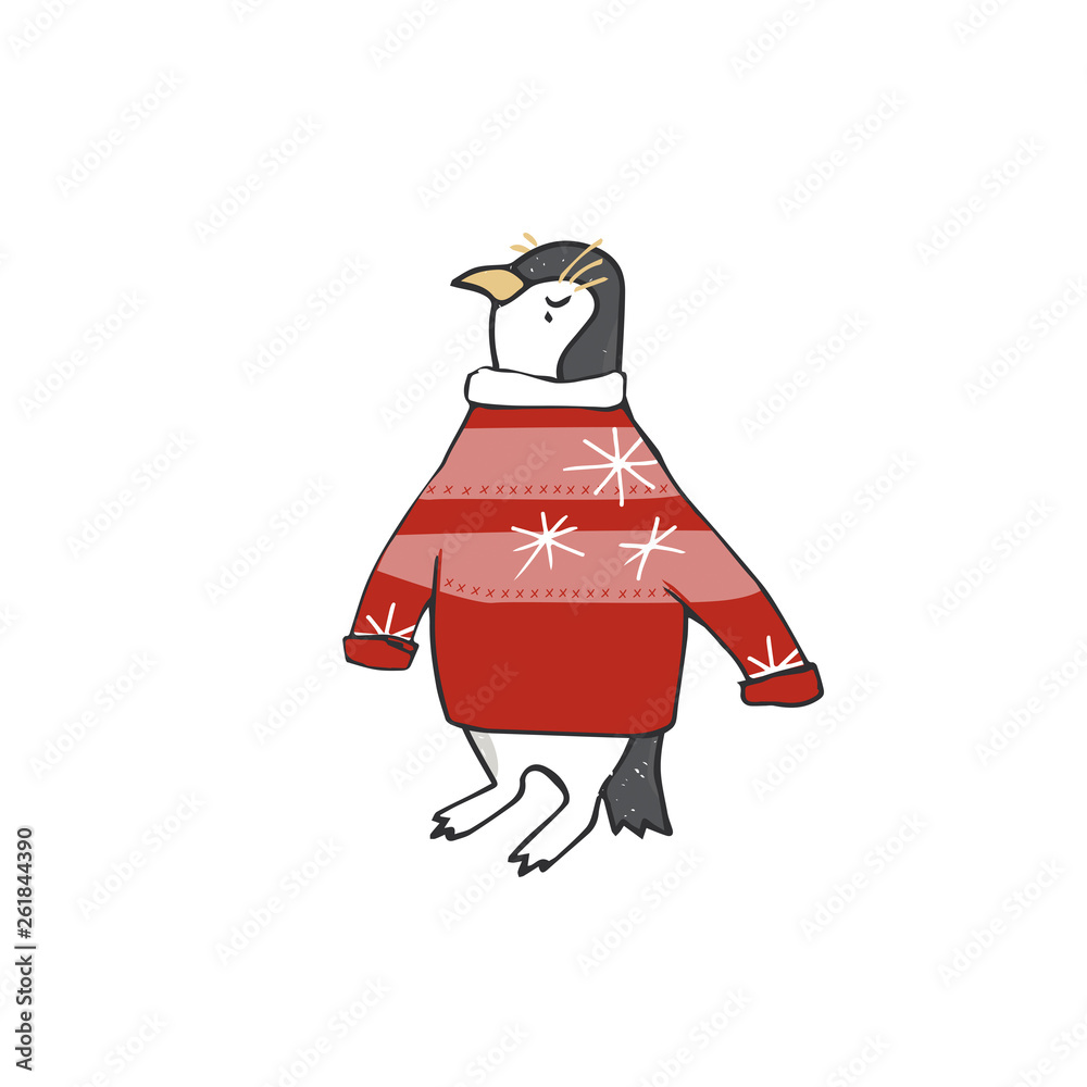 Penguin in Clothes Wearing Clothes Animal Penguin Print 