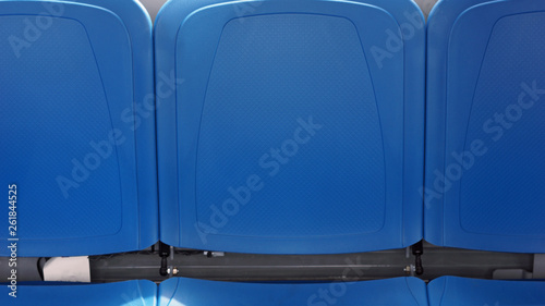 Hard plastic blue bus seats