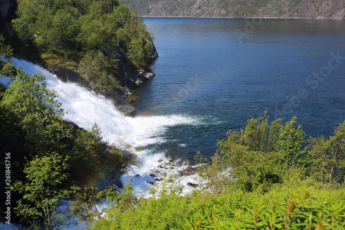 Langfossen waterfall in summer