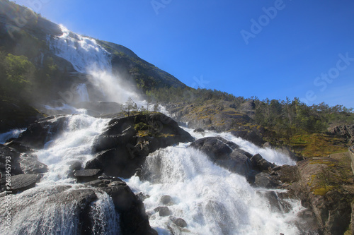 Langfossen waterfall in summer
