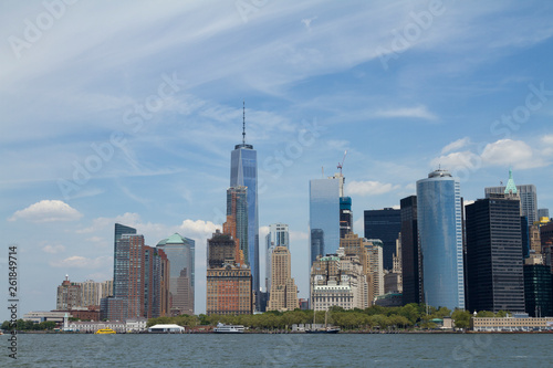 New York City  view of lower Manhattan skyline with One World Trade Center