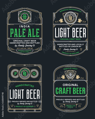 Vector thin line vintage beer labels