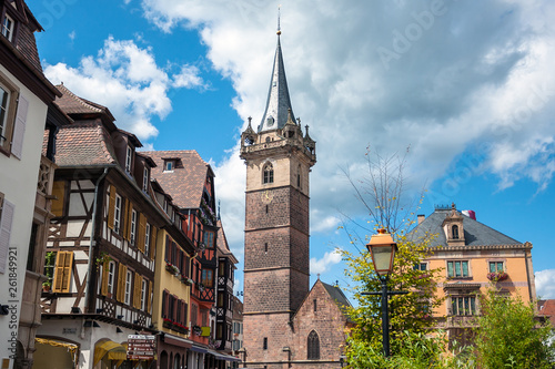 The Belfry tower (Kapellturm) in Obernai town center. Alsace wine route, France photo