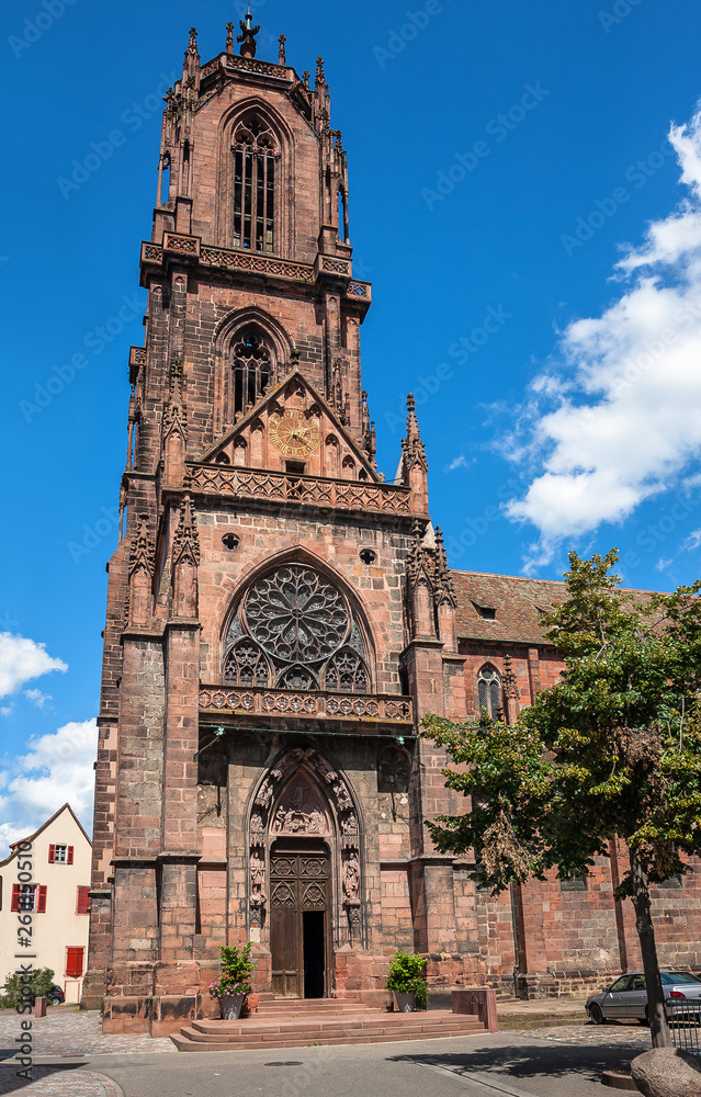 St. Georges Church in Selestat on a wine route of Alsace, France