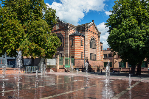 Fountains in Selestat town center, Alsace wine route, France photo