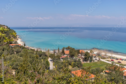 Coastline of historical town of Afytos, Kassandra, Chalkidiki, Central Macedonia, Greece