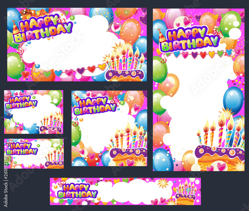 Set of Birthday cards with place for text