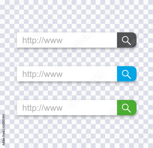 Search bar set on transparent background. Vector